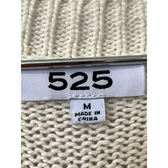 525 America Sweater Size Medium Puff Sleeve Crewneck Pullover Cream Cozy Staple - Picture 4 of 8
